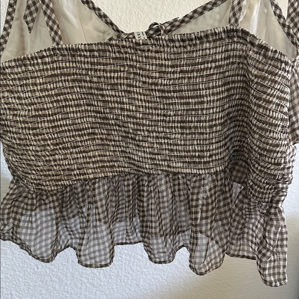 American Eagle Plaid Tie Front Tank Top - Picture 6 of 9